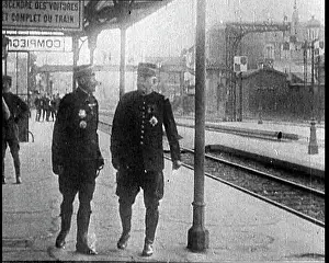 Joffre: General Joseph Joffre Walking Along A Railway