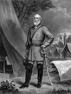 Boot: General Robert E. Lee standing in a Confederate Army camp