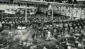 Appeal: General view of an aircraft factory, WW2