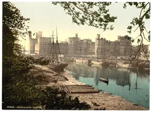 Caernarfon: General view, Carnarvon Castle (i.e. Caernarfon), Wales