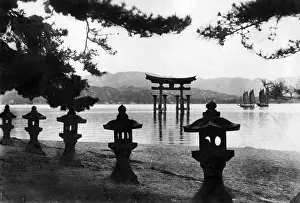 Hiroshima: General view of Itsukushima Shrine, Japan
