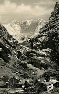 Grindelwald: General View of Mountains & Village, Grindelwald, Fiescherta