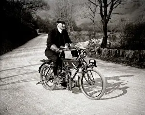 Gauntlets: Gentleman on 1904 NSU motorcycle