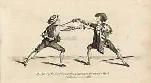 Armes: Gentleman fencer in guard of sword and lantern