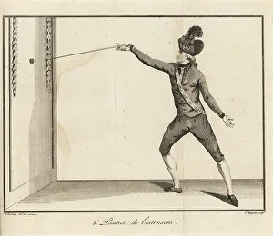 Fencer: Gentleman fencer in third position of extension