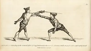 Armes: Gentleman fencer running through an opponent