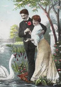Photochromic: A gentleman and a lady with swan