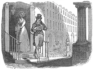 Absorbed: Gentleman reading in street, c.1800