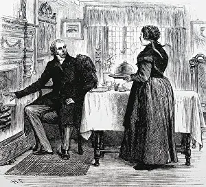 Parlour: Gentleman being served with his dinner in front