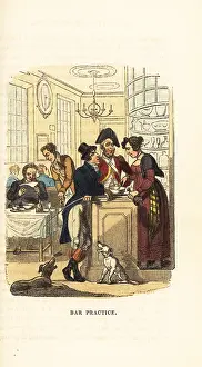 Rudolph Ackermann: A gentleman and soldier flirting with an innkeeper