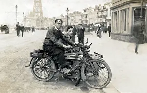 Spats: Gentlemen on a 1914 Triumph motorcycle & sidecar