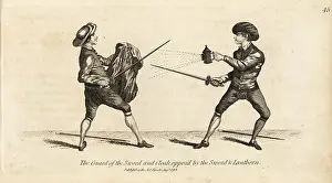 Armes: Gentlemen fencers in the guard of the sword