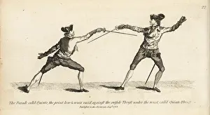 Armes: Gentlemen fencers in the Quinte parry against Quinte Thrust