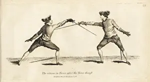 Armes: Gentlemen fencers in the Tierce return after
