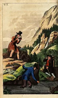 Geologists: Gentlemen geologists laboriously search for
