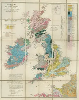 Linen: Geological map of the British Isles (Phillips, 1838)