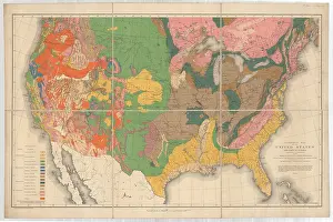 Linen: Geological map of the United States and part of Canada