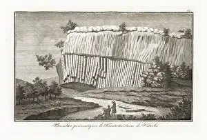 Vulcanology: Geologist and artist studying the basalt prisms