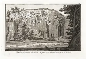 Geologists: Geologists studying the basalt columns at Roccarespampani