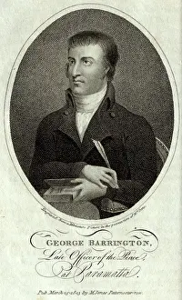 Barrington: George Barrington, holding a quill pen