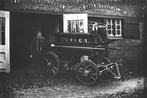 Pinner: George Beaumont with manual fire engine, Pinner