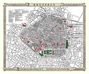 Bradshaw: George Bradshaw map of Brussels, Belgium