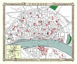 Koln: George Bradshaw map of Cologne, Germany