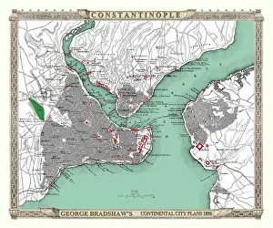 Bradshaw: George Bradshaw map of Constantinople, Ottoman Empire