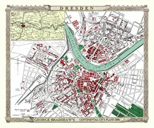 Bradshaws: George Bradshaw map of Dresden, Germany