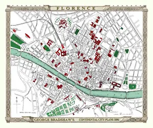 Bradshaw: George Bradshaw map of Florence, Italy