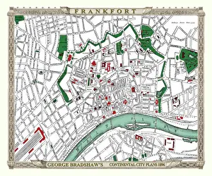 Bradshaws: George Bradshaw map of Frankfurt, Germany