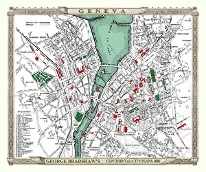 Bradshaw: George Bradshaw map of Geneva, Switzerland