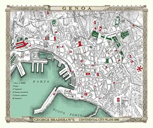 Bradshaws: George Bradshaw map of Genoa, Italy