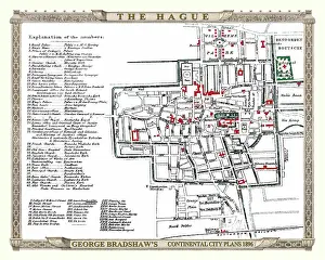Bradshaw: George Bradshaw map of The Hague, The Netherlands