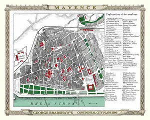 Bradshaw: George Bradshaw map of Mainz, Germany