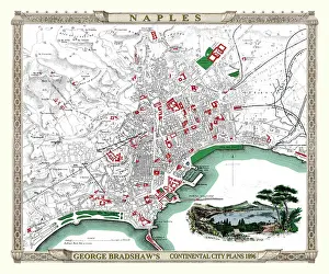 Bradshaw: George Bradshaw map of Naples, Italy