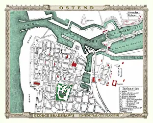 Ostend: George Bradshaw map of Ostend, Belgium