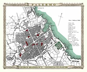 Bradshaw: George Bradshaw map of Palermo, Sicily, Italy
