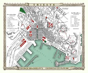 Trieste: George Bradshaw map of Trieste, Italy