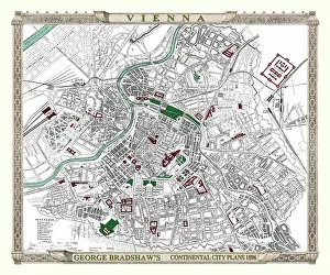 Bradshaw: George Bradshaw map of Vienna, Austria