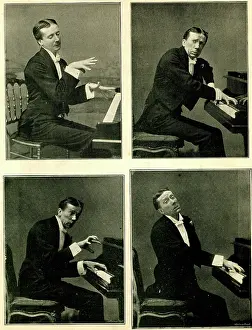 Grossmith: George Grossmith, comedian, four views playing piano