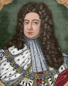 Hanover: George II (1683-1760). Engraving. Colored