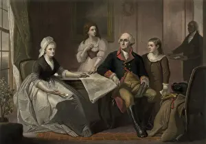 Parke: George and Martha Washington sitting at ?