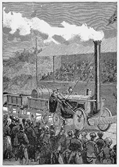 Flanged: George Stephenson's locomotive Rocket winning