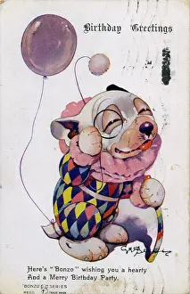 Reg Richardson Collection: George Studdy, Bonzo birthday postcard