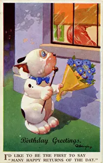 Reg Richardson Collection: George Studdy, Bonzo birthday postcard