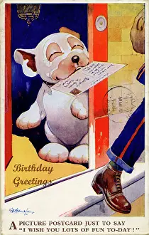 Reg Richardson Collection: George Studdy, Bonzo birthday postcard