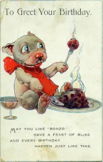 Plum: George Studdy, Bonzo greetings postcard
