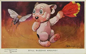 Handkerchief: George Studdy, Bonzo greetings postcard