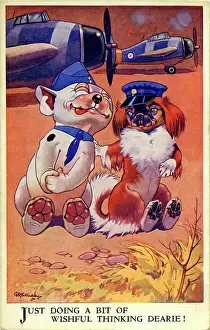 Suggestive: George Studdy, Bonzo greetings postcard, WW2